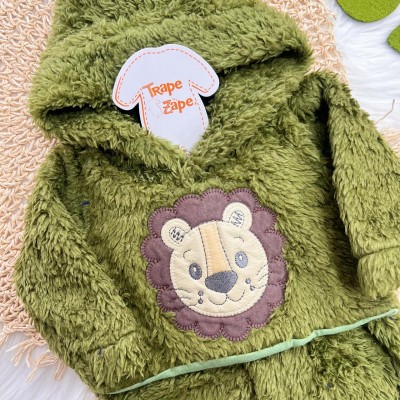 Macacão de Pelinho Sherpa Leão com Capuz - Petutinha